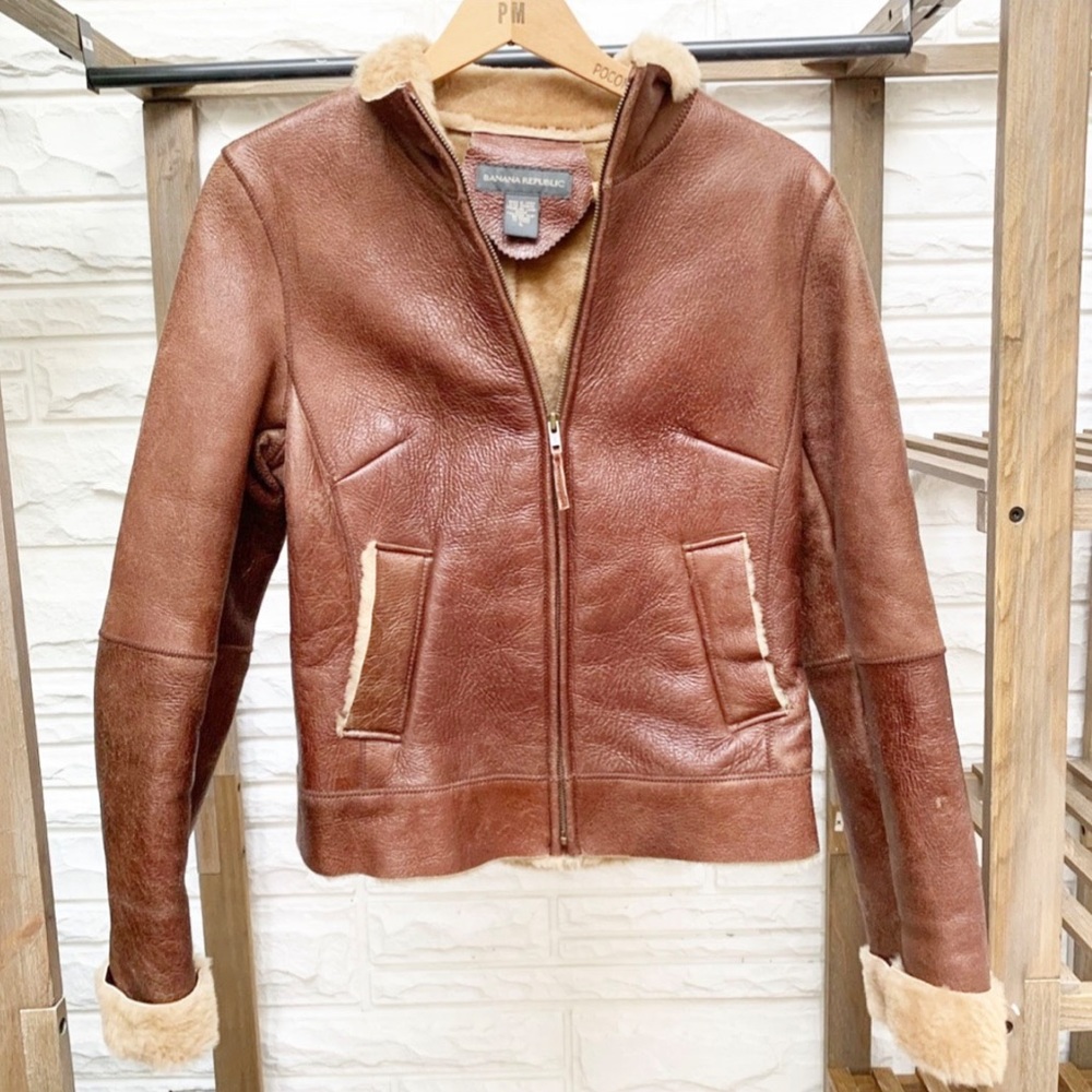 ✨Rare✨Leather Coat with Shearling Lining